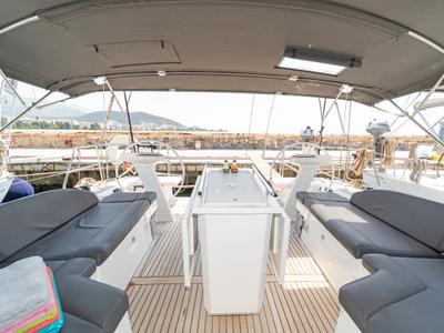 Cockpit of Joanna, a Beneteau Oceanis 46.1 sailboat at Volos Municipality, Greece
