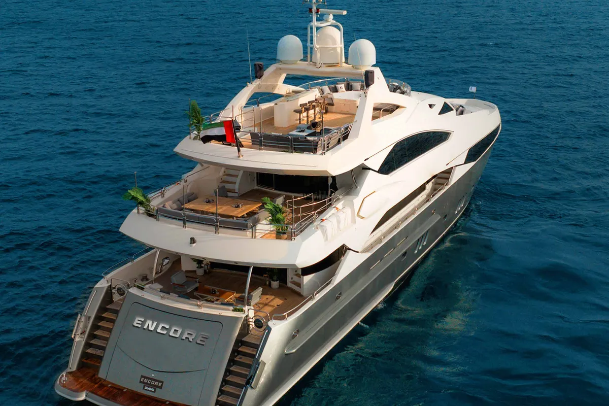 Encore, a Luxury Luxury Motor Yacht yacht at Dubai Harbour, United Arab Emirates