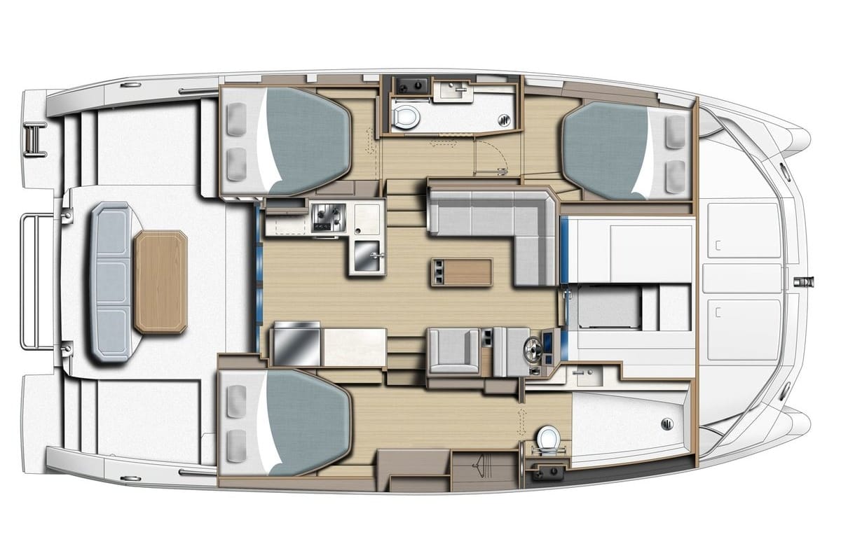 Floor plan of Moorings 403 PC Exclusive, a Leopard 40 PC catamaran at Nassau, Bahamas
