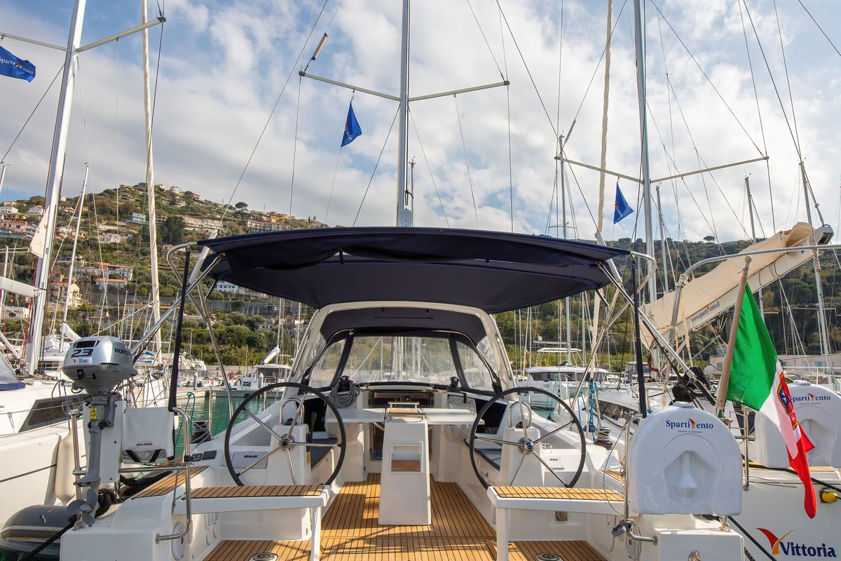 Cabin on Eos, a Beneteau Oceanis 38.1 sailboat at Trapani, Italy