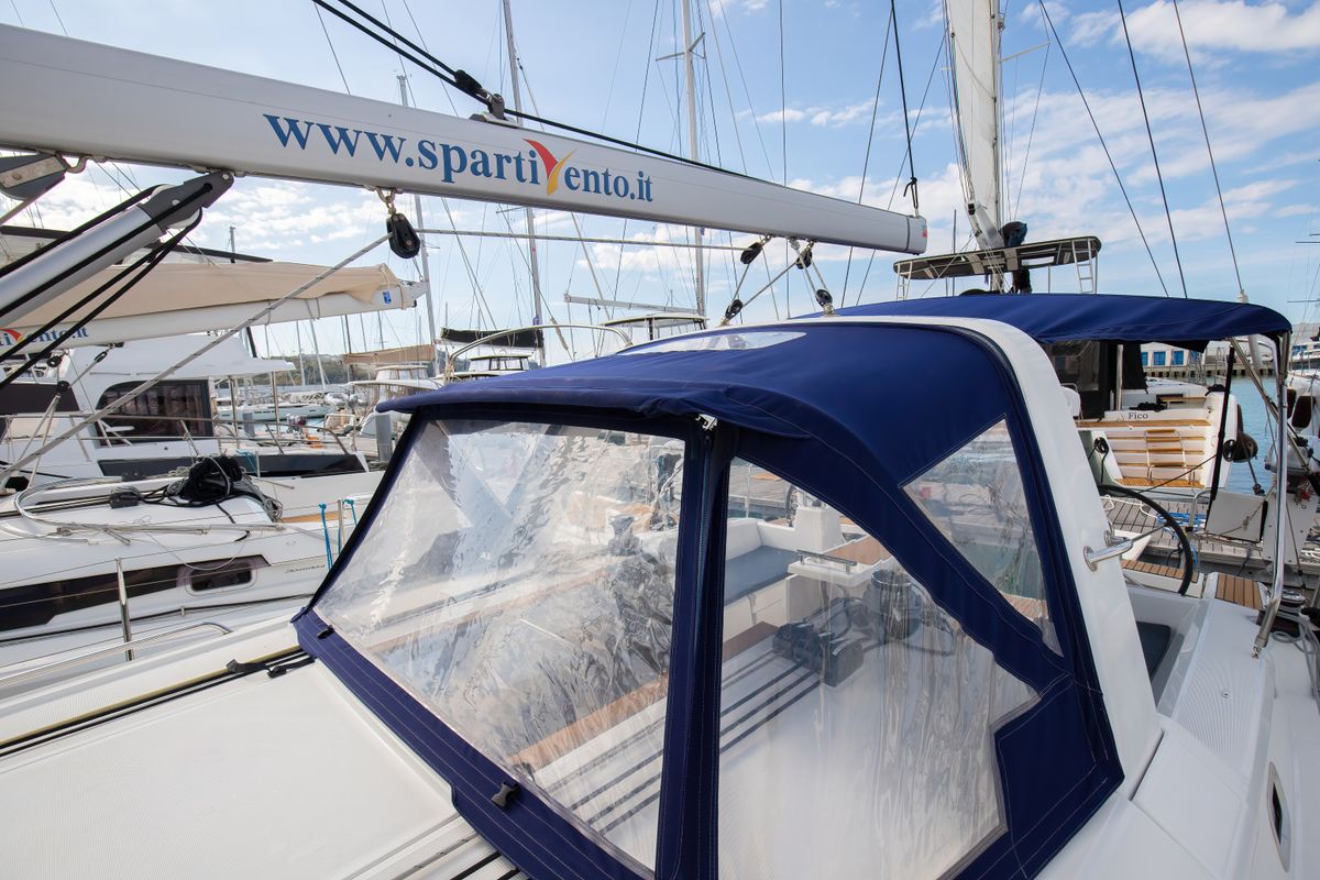 Head on Eos, a Beneteau Oceanis 38.1 sailboat at Trapani, Italy