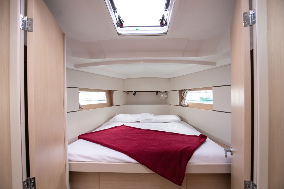 Deck of Eos, a Beneteau Oceanis 38.1 sailboat at Trapani, Italy