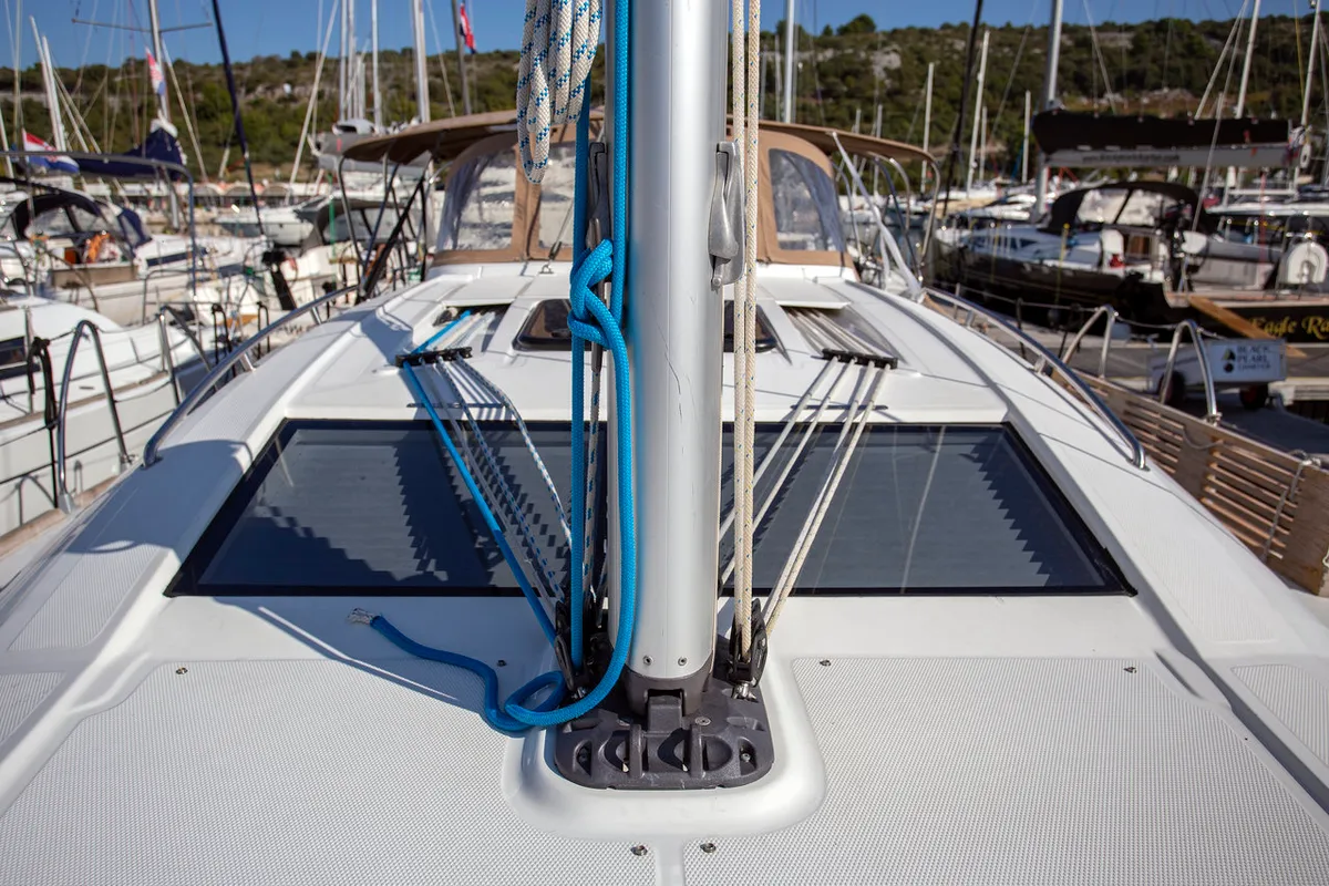 Cockpit of Tightrope, a Elan Impression 45 sailboat at Grad Pula, Croatia