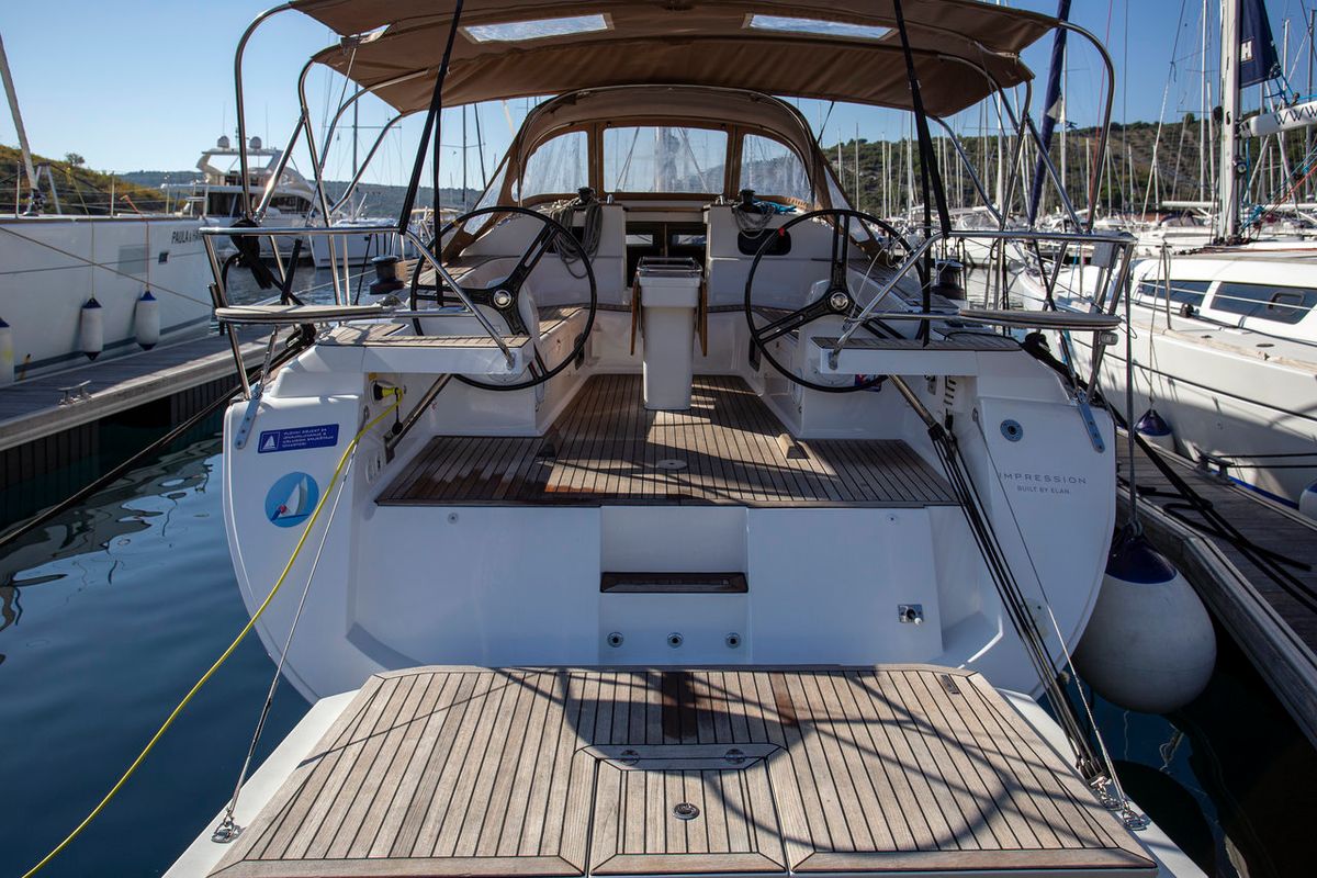 Exterior view of Tightrope, a Elan Impression 45 sailboat at Grad Pula, Croatia