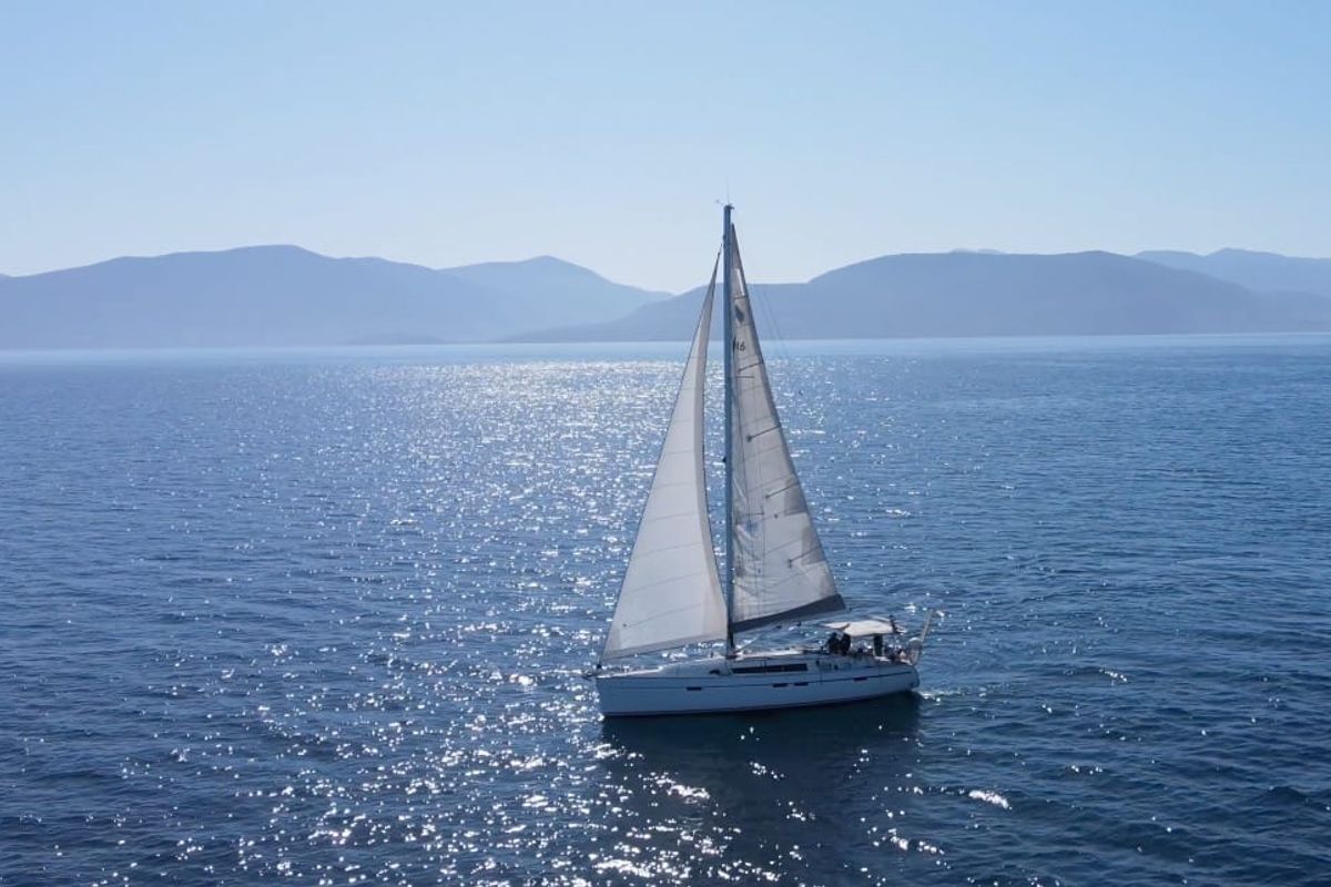 Exterior view of Veronica, a Bavaria Cruiser 46 sailboat at Athens, Greece