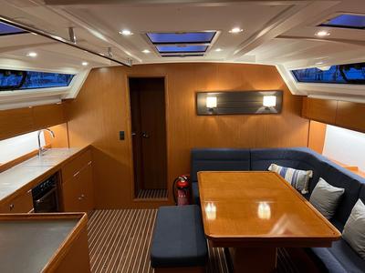 Salon of Veronica, a Bavaria Cruiser 46 sailboat at Athens, Greece