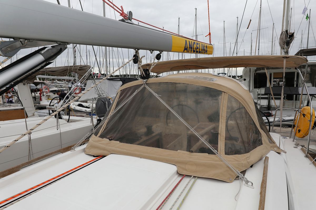 Deck of Feniks, a Dufour 350 GL sailboat at Grad Vodice, Croatia