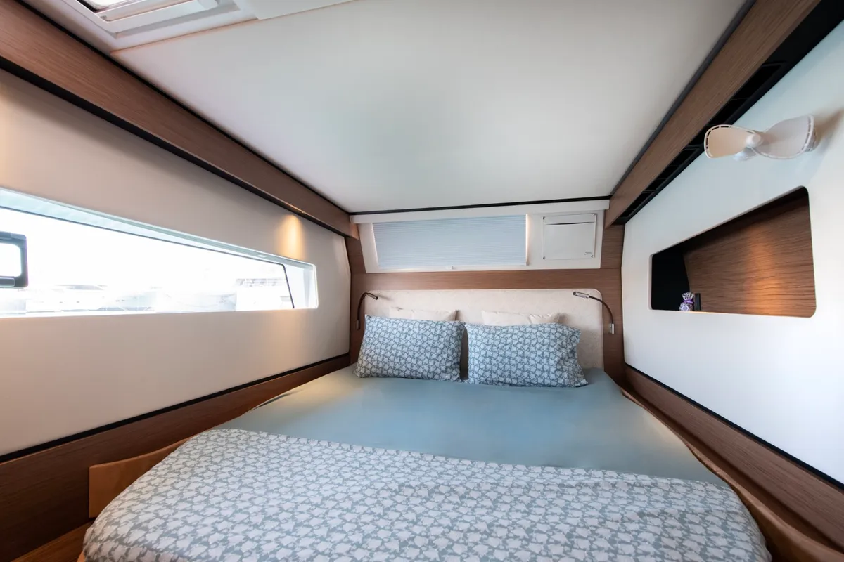 Cabin on Luna, a Nautitech 48 Open catamaran at Lavreotiki Municipal Unit, Greece