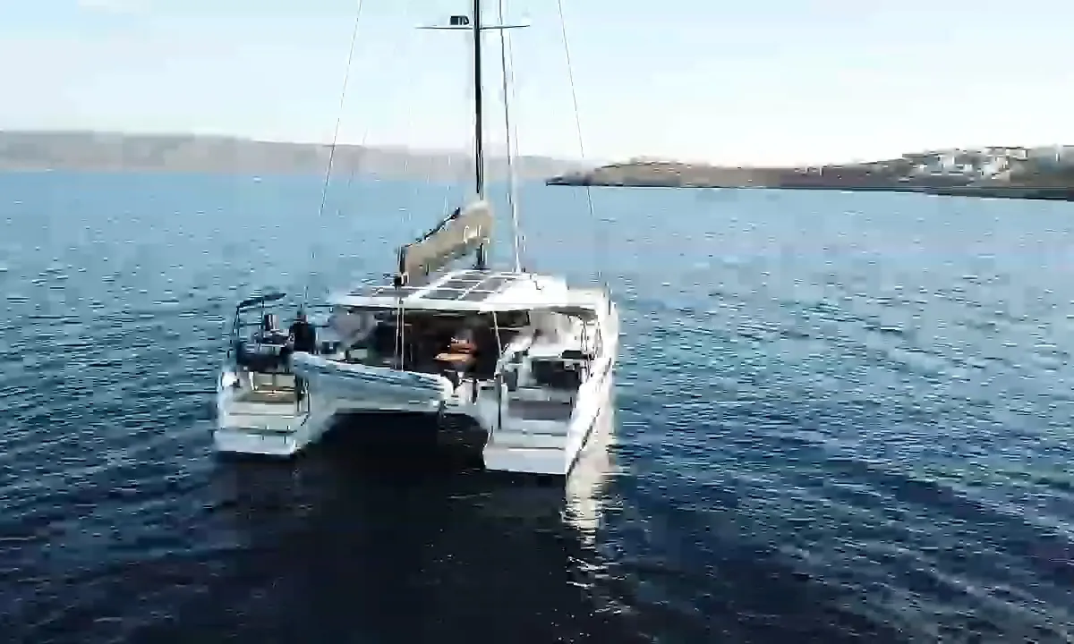 Exterior view of Luna, a Nautitech 48 Open catamaran at Lavreotiki Municipal Unit, Greece
