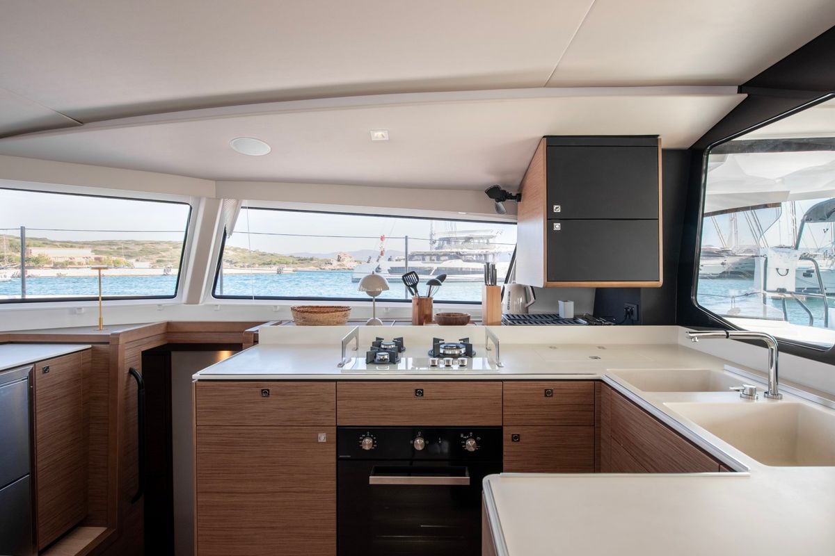 Galley of Luna, a Nautitech 48 Open catamaran at Lavreotiki Municipal Unit, Greece
