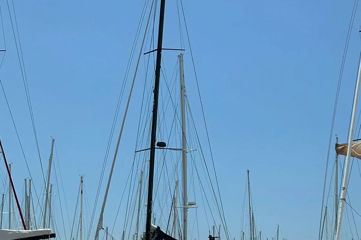 Exterior view of Luna, a Nautitech 48 Open catamaran at Lavreotiki Municipal Unit, Greece