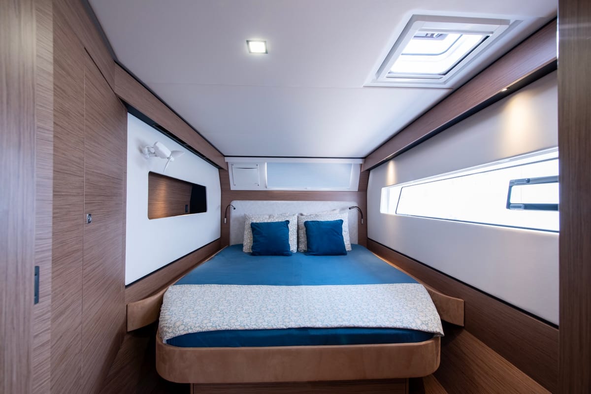 Cabin on Luna, a Nautitech 48 Open catamaran at Lavreotiki Municipal Unit, Greece