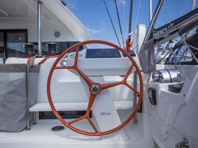 Cockpit of White Lotus, a Excess 15 catamaran at Mytikas, Greece