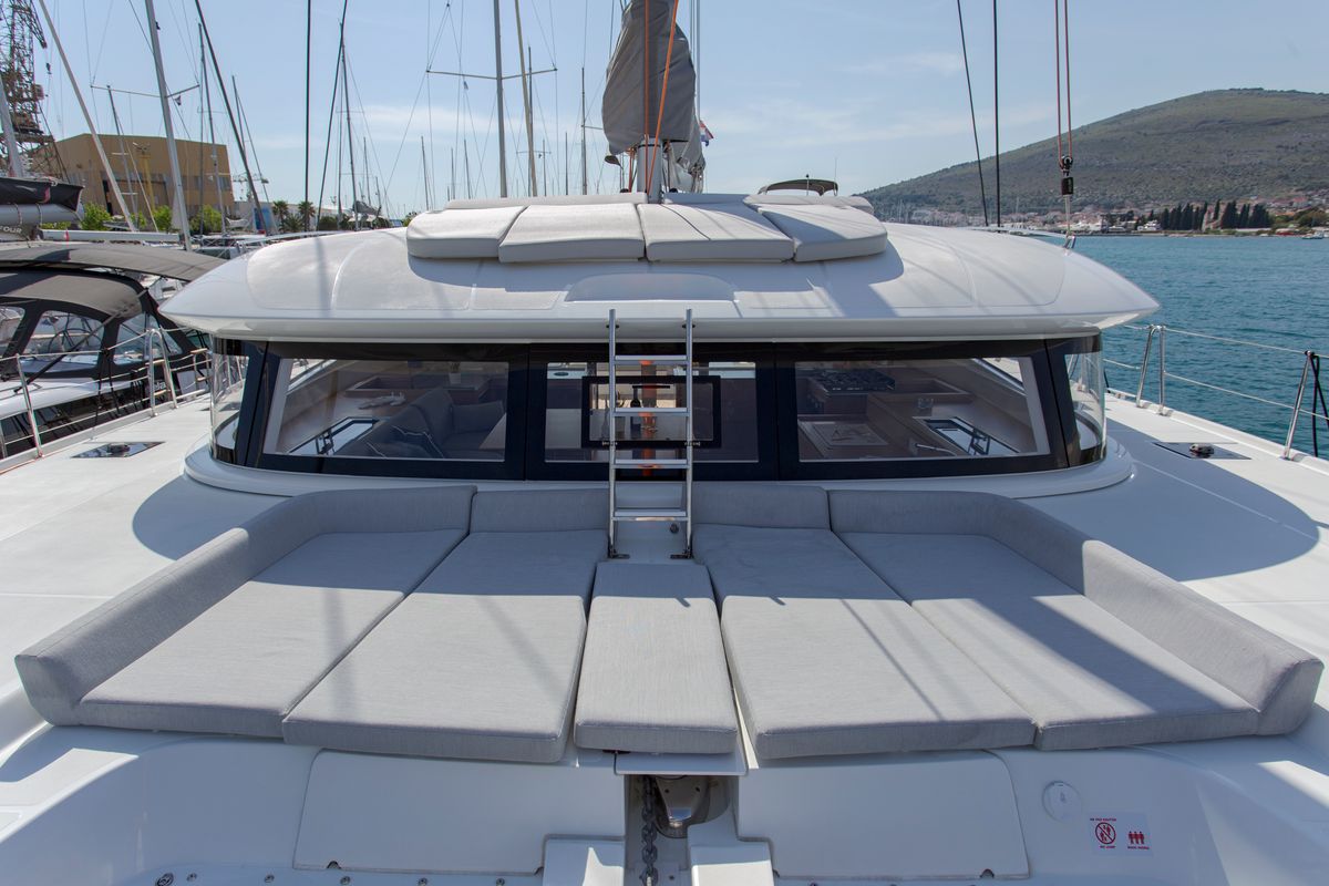 Deck of White Lotus, a Excess 15 catamaran at Mytikas, Greece