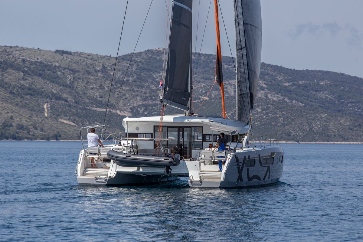 Exterior view of White Lotus, a Excess 15 catamaran at Mytikas, Greece