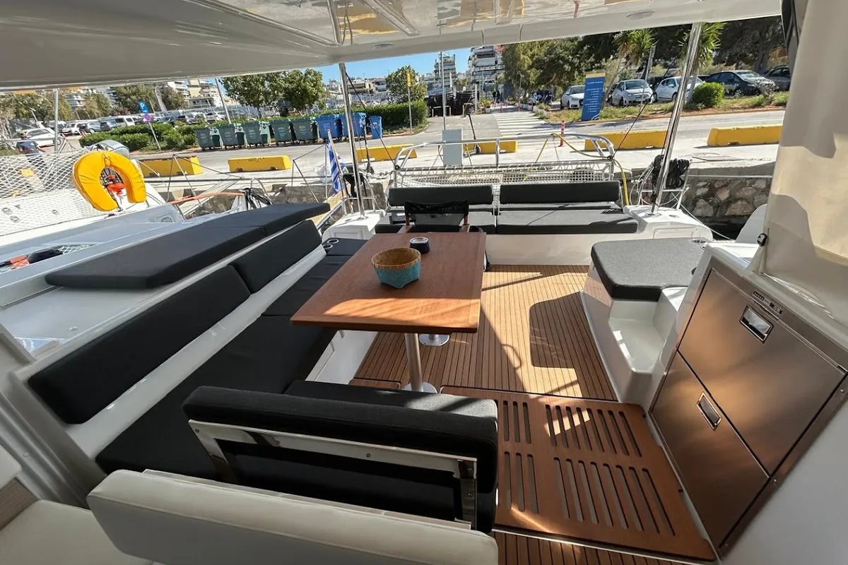 Salon of Zen II, a Lagoon 43 catamaran at Athens, Greece
