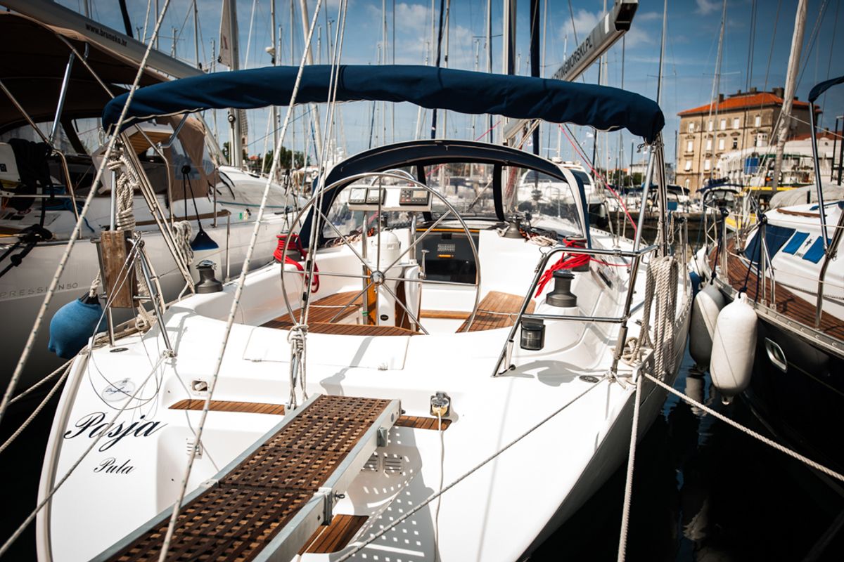 Cockpit of Pasja, a Dufour 45 Classic sailboat at Zadar, Croatia