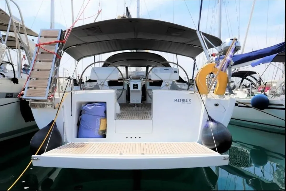 Exterior view of AF-H458, a Hanse Yachts Hanse 458 sailboat at Athens, Greece
