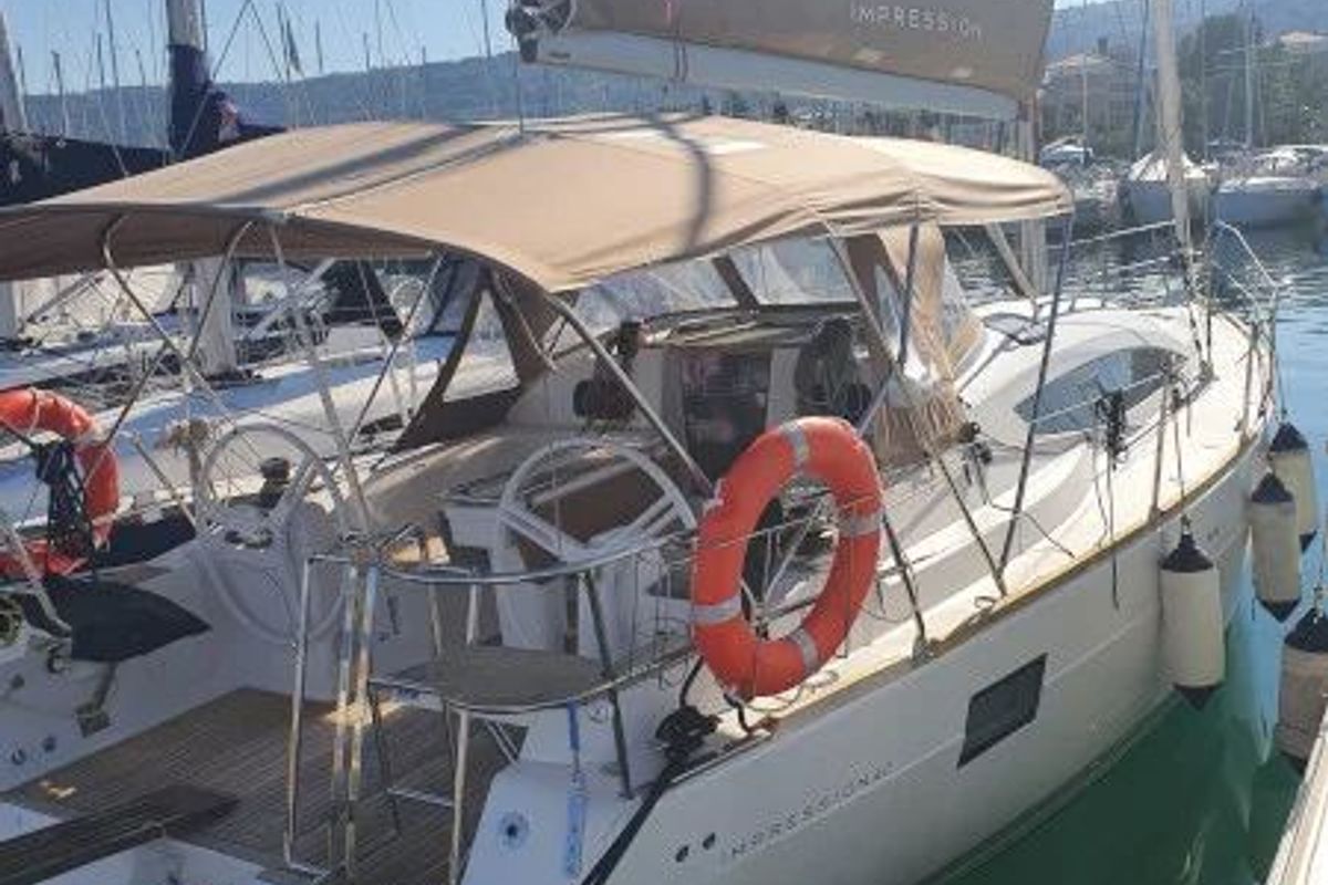 Exterior view of KARLETA, a Elan Impression 40 sailboat at Općina Baška Voda, Croatia