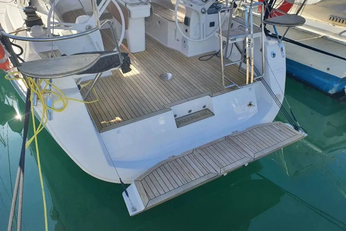 Exterior view of KARLETA, a Elan Impression 40 sailboat at Općina Baška Voda, Croatia
