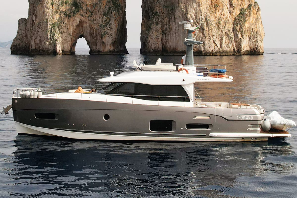 Exterior view of CiuCiu, a Azimut Magellano 53 motorboat at Naples, Italy