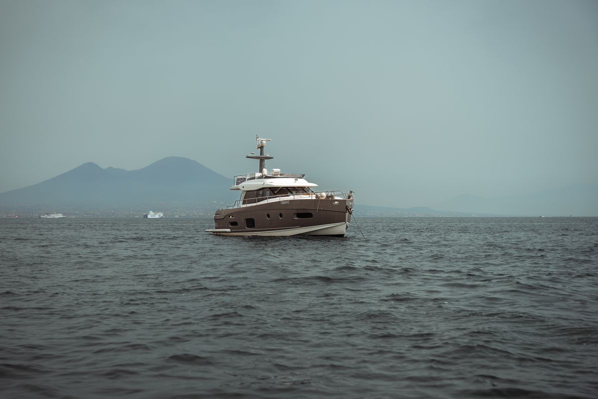Exterior view of CiuCiu, a Azimut Magellano 53 motorboat at Naples, Italy