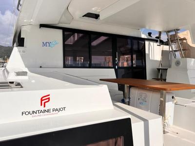 Deck of Nami, a Fountaine Pajot Elba 45 catamaran at Salerno, Italy