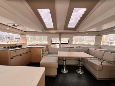 Salon of Nami, a Fountaine Pajot Elba 45 catamaran at Salerno, Italy