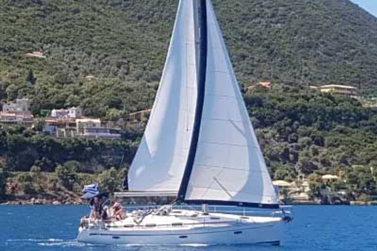 Exterior view of Alexandros I, a Bavaria 37 sailboat at Municipal Unit of Lefkada, Greece