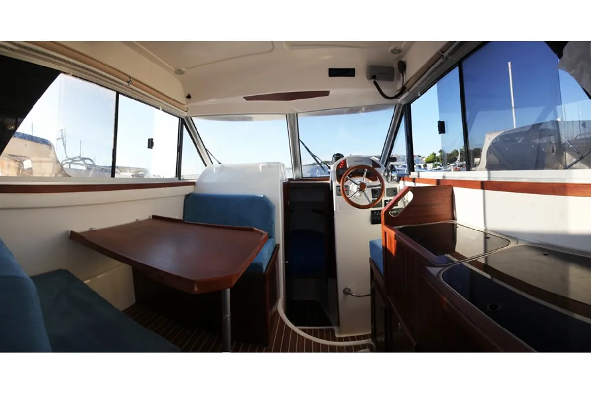 Salon of Danora, a SAS - Vektor Adria Event 850 motorboat at Grad Biograd na Moru, Croatia