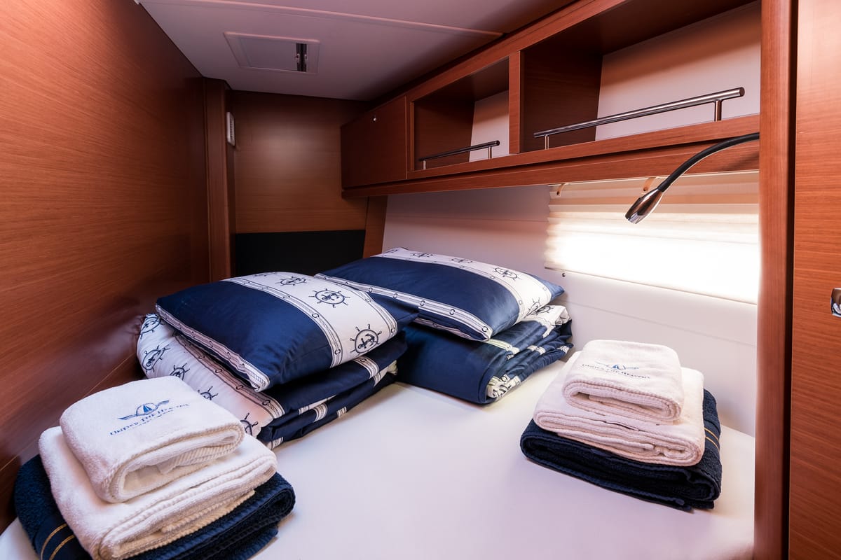 Cabin on Petrovich, a Dufour 560 GL sailboat at Primošten, Croatia