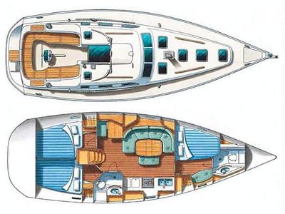 Floor plan of Armenistis, a Beneteau Oceanis 393 sailboat at Athens, Greece