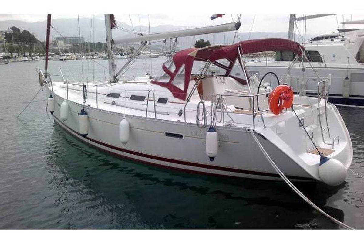 Exterior view of Armenistis, a Beneteau Oceanis 393 sailboat at Athens, Greece