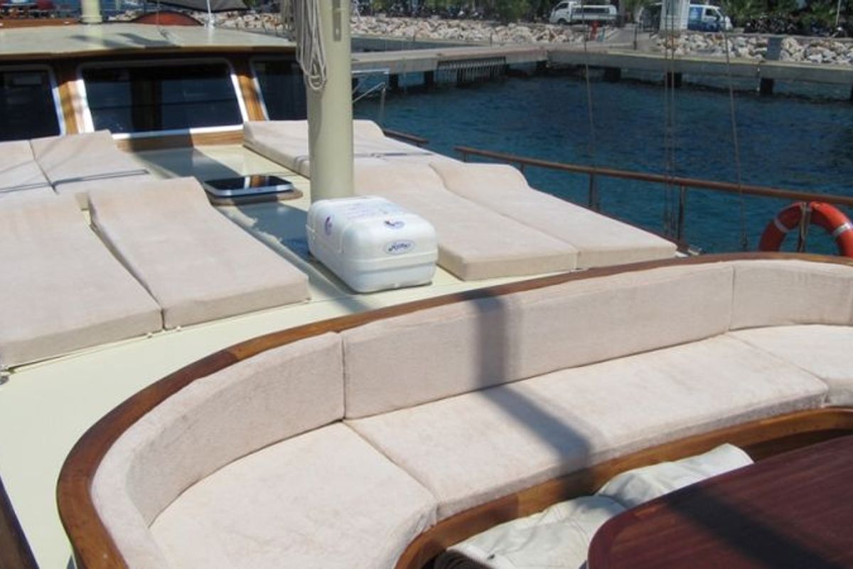 Deck of Neptun, a Custom Made Neptun yacht at Bodrum, Turkey