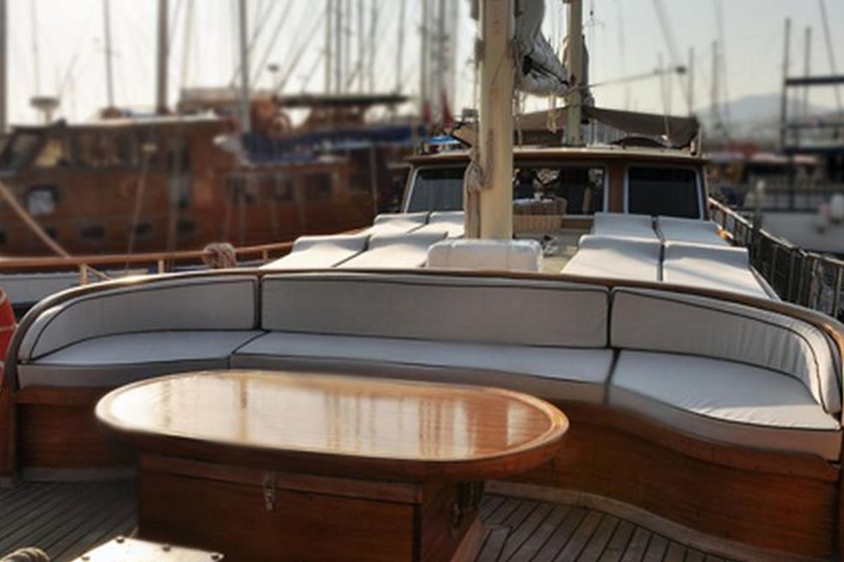 Deck of Neptun, a Custom Made Neptun yacht at Bodrum, Turkey