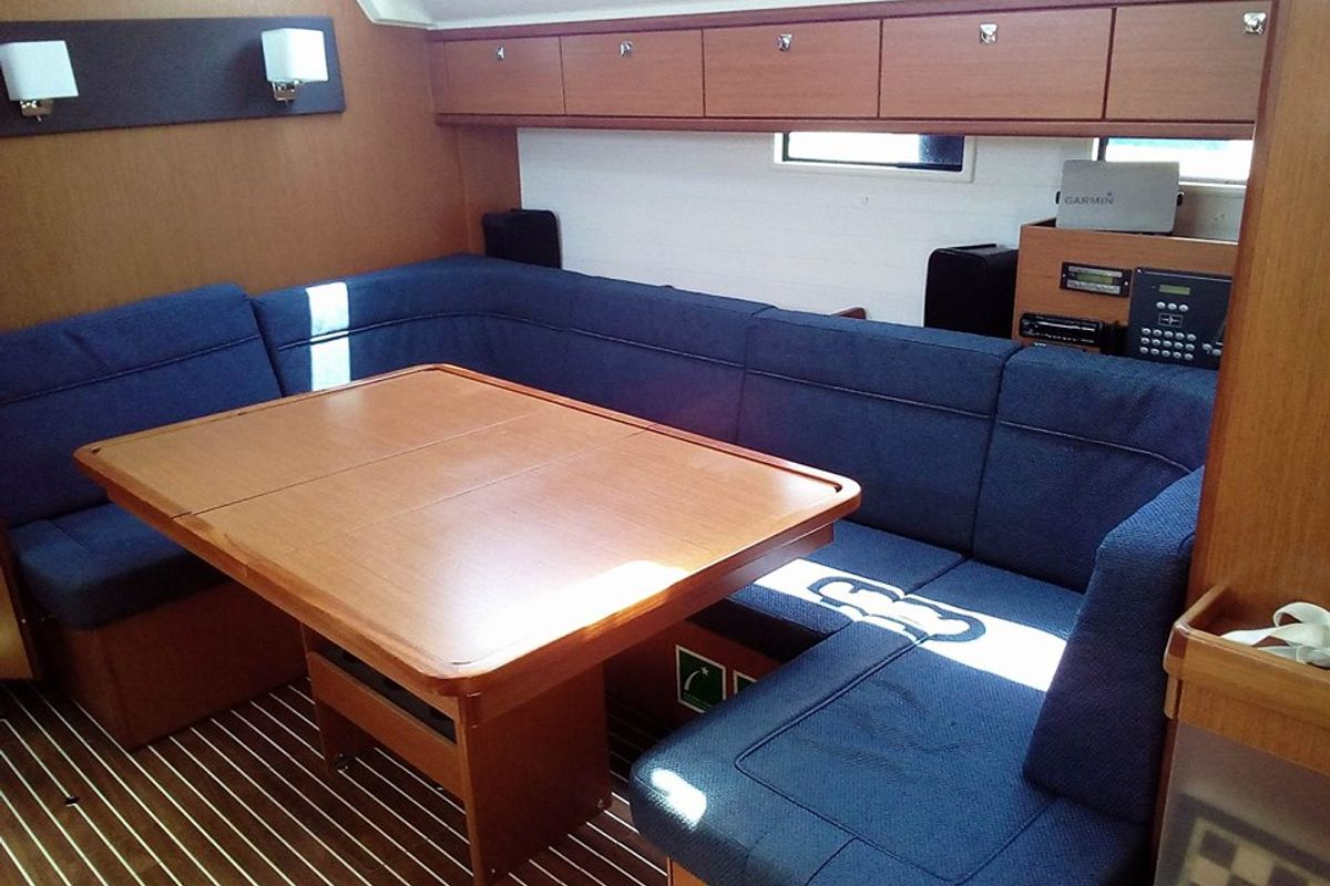 Salon of Delos, a Bavaria Cruiser 46 sailboat at Gouvia, Greece