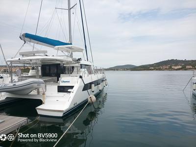 Exterior view of Lilamac, a Leopard 42 catamaran at Cannigione, Italy