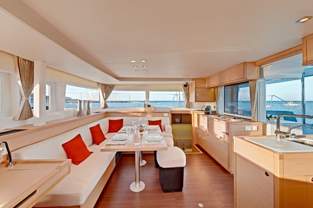 Salon of Bright Moon, a Lagoon 450 F catamaran at Grad Trogir, Croatia