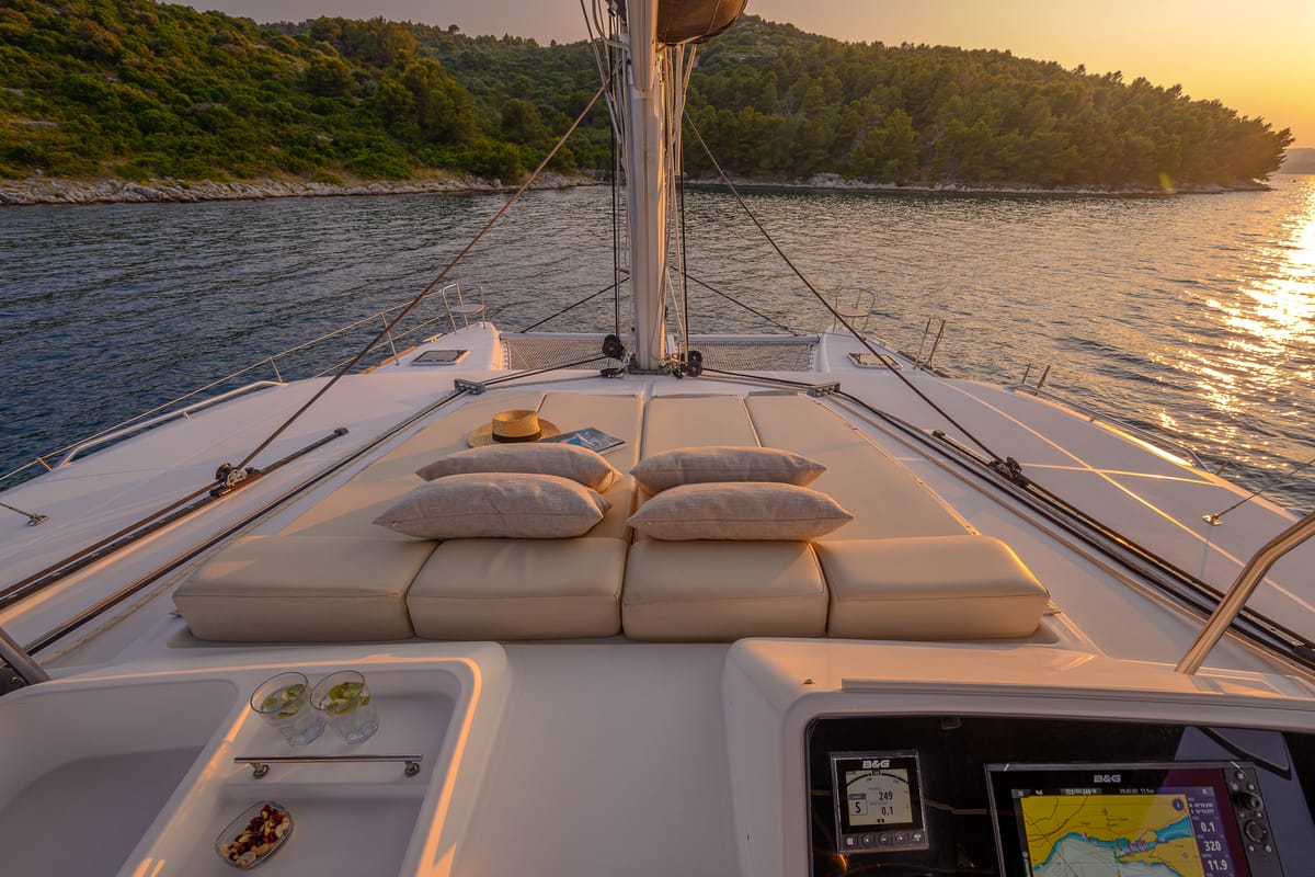 Salon of Bright Moon, a Lagoon 450 F catamaran at Grad Trogir, Croatia