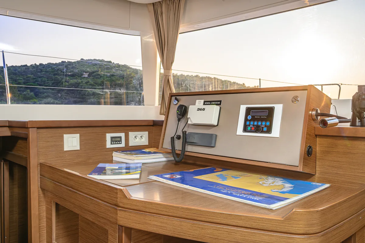 Galley of Bright Moon, a Lagoon 450 F catamaran at Grad Trogir, Croatia