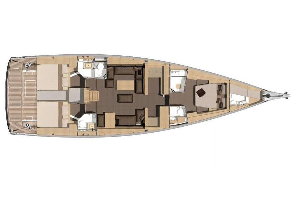 Floor plan of Jeronimo, a Dufour 560 Grand Large sailboat at Athens, Greece