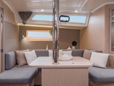 Salon of Sunsail 41.1 Classic, a Beneteau Oceanis 411 sailboat at Procida, Italy