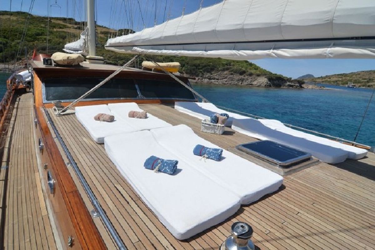 Deck of Smyrna, a Custom Made Smyrna yacht at Bodrum, Turkey