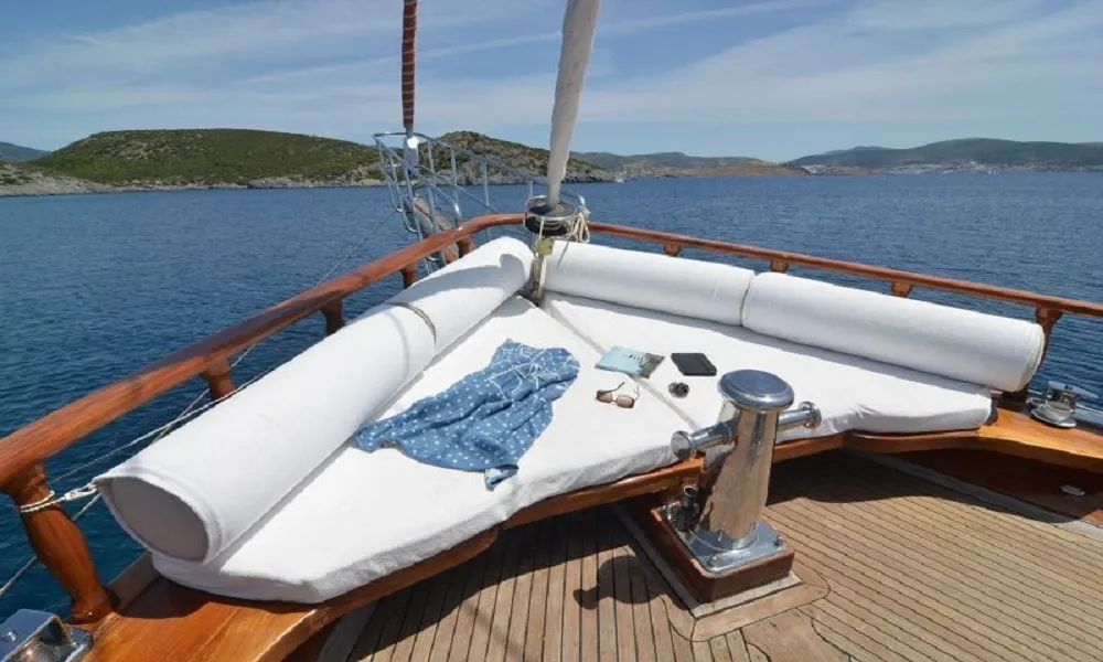 Deck of Smyrna, a Custom Made Smyrna yacht at Bodrum, Turkey