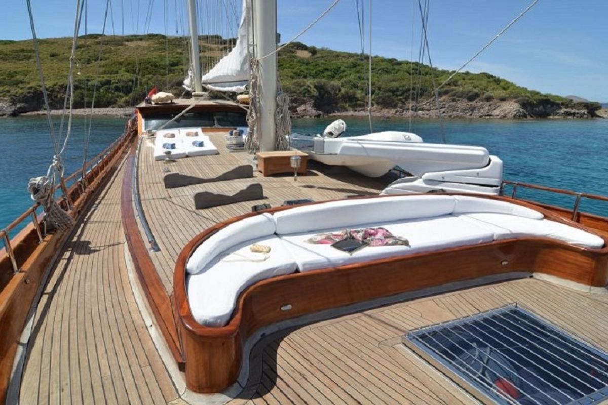 Deck of Smyrna, a Custom Made Smyrna yacht at Bodrum, Turkey