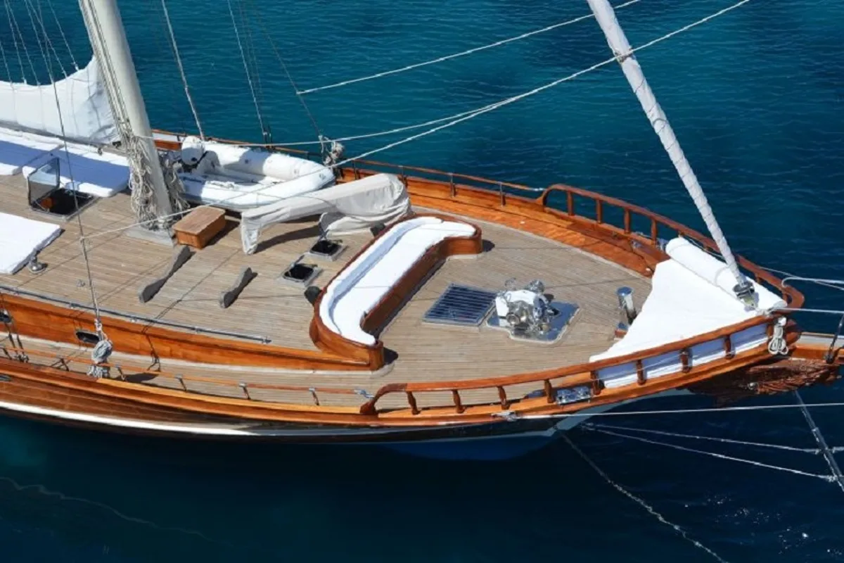 Deck of Smyrna, a Custom Made Smyrna yacht at Bodrum, Turkey