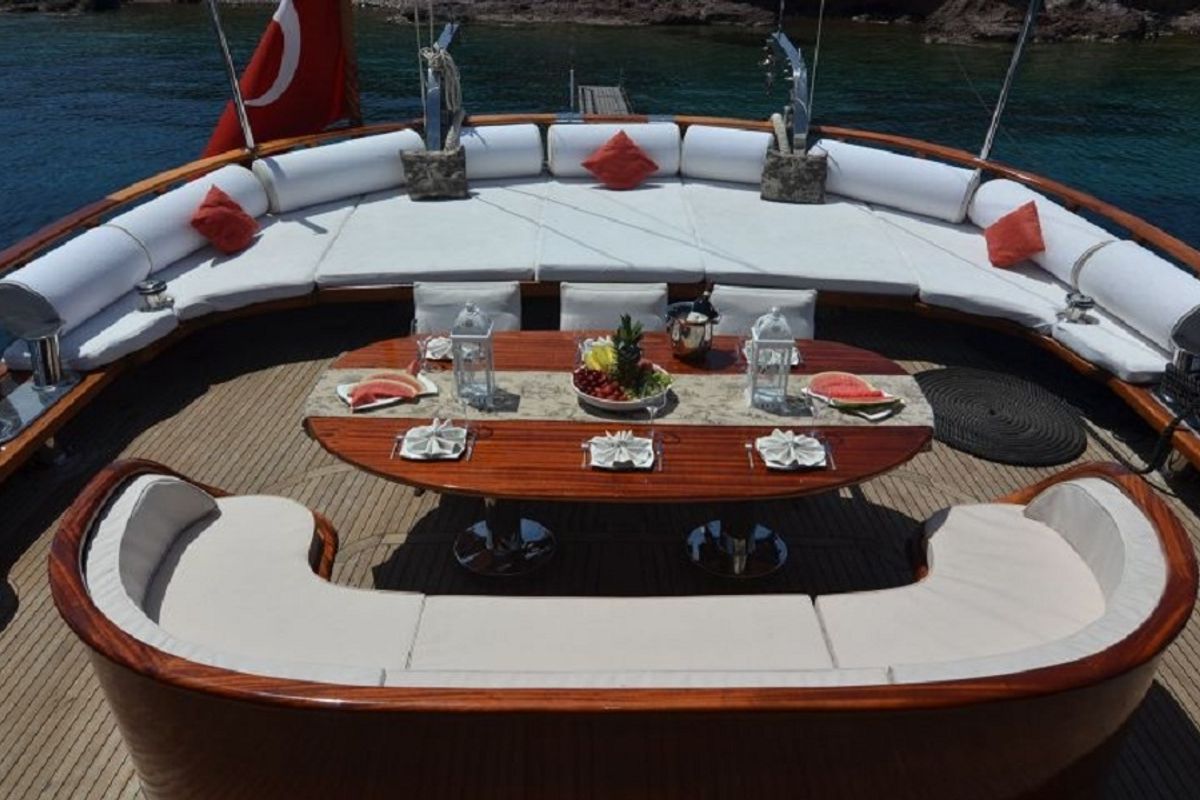 Deck of Smyrna, a Custom Made Smyrna yacht at Bodrum, Turkey