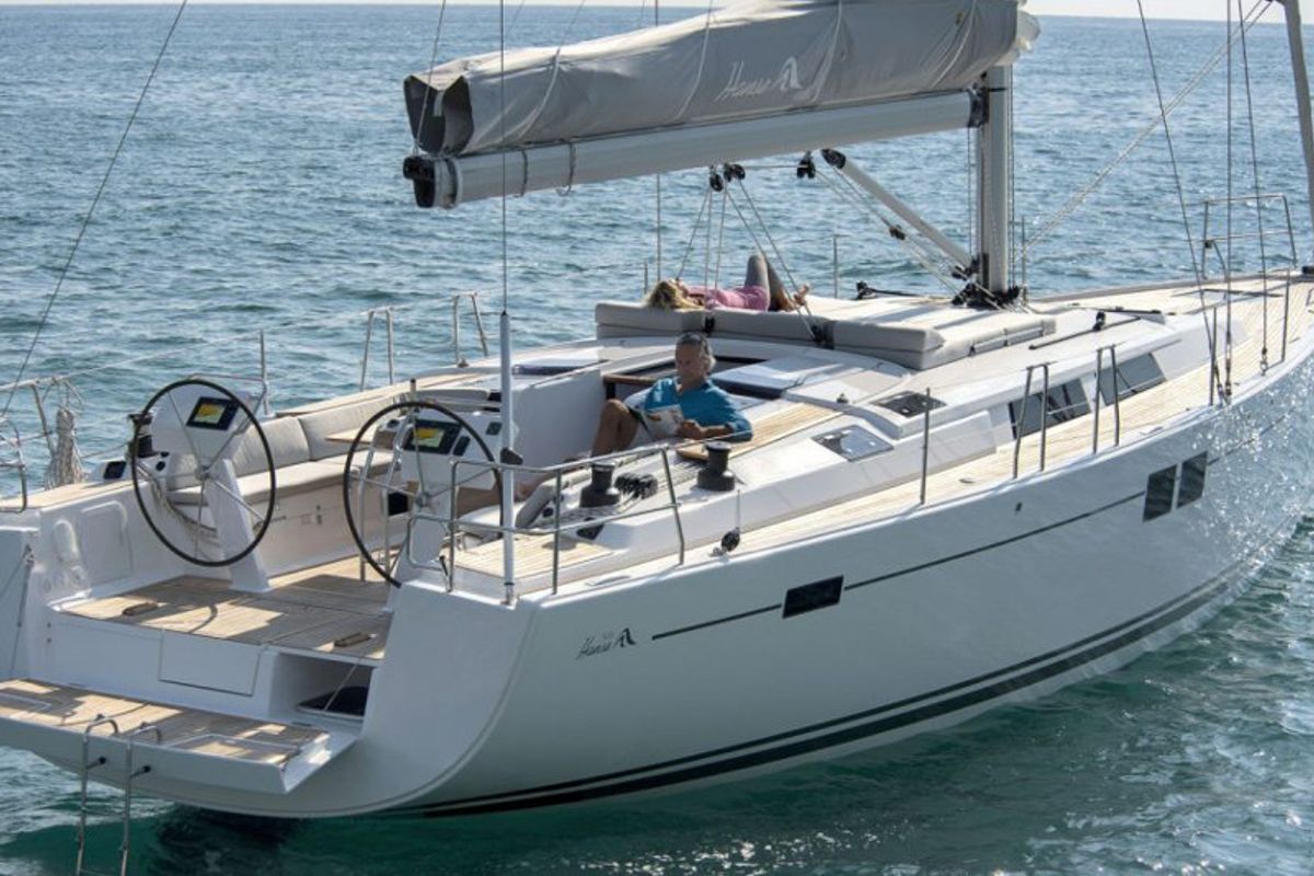 Exterior view of Kia Ora, a Hanse Yachts Hanse 505 sailboat at Marmaris, Turkey