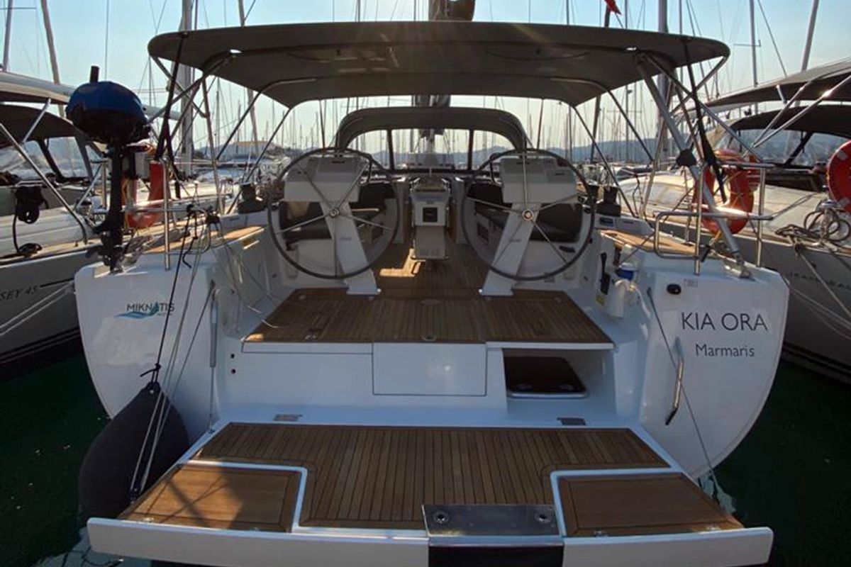 Exterior view of Kia Ora, a Hanse Yachts Hanse 505 sailboat at Marmaris, Turkey