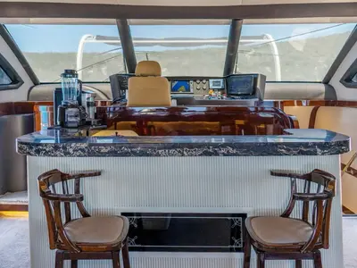 Cockpit of Den Den, a Gulet Luxury Motor Yacht yacht at Bodrum, Turkey